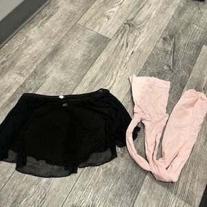 Ballerina Womens Juniors Girl Halloween Costume Pink Tights and Black Tutu Skirt